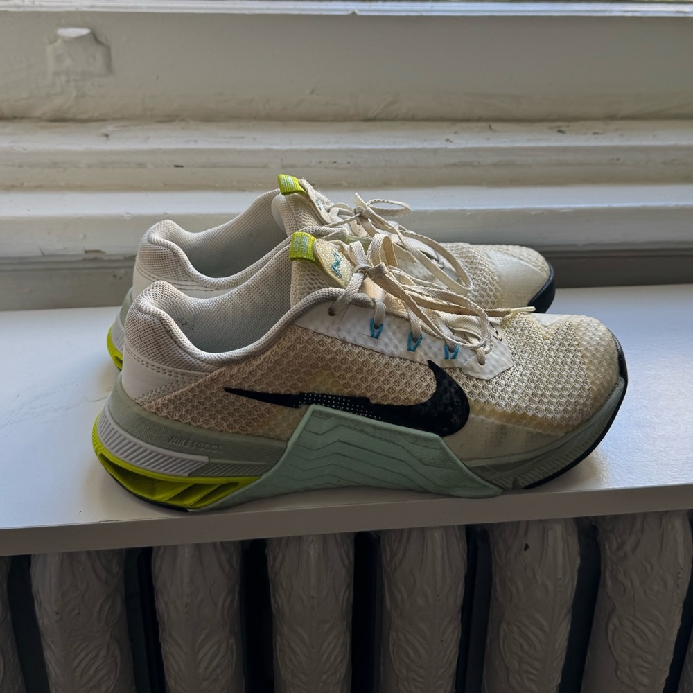 Nike Athletic Shoes in White and Black with Neon Accents